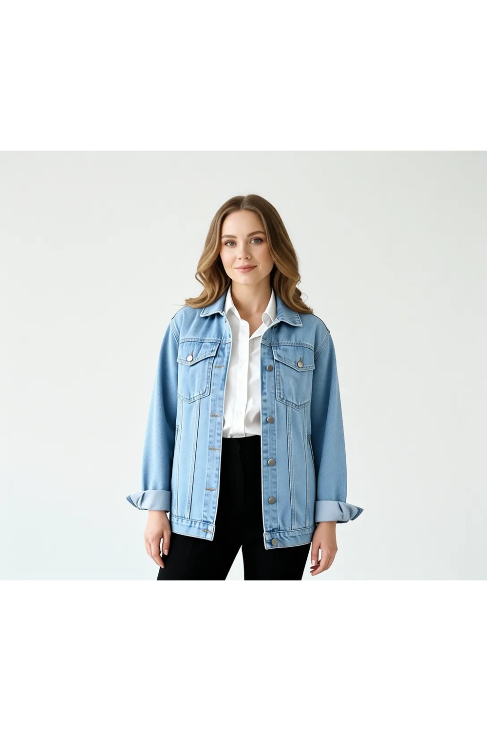 Harman Butik Kadın Siyah Kar Yıkamalı Cepli Denim Kot Ceket görsel 6