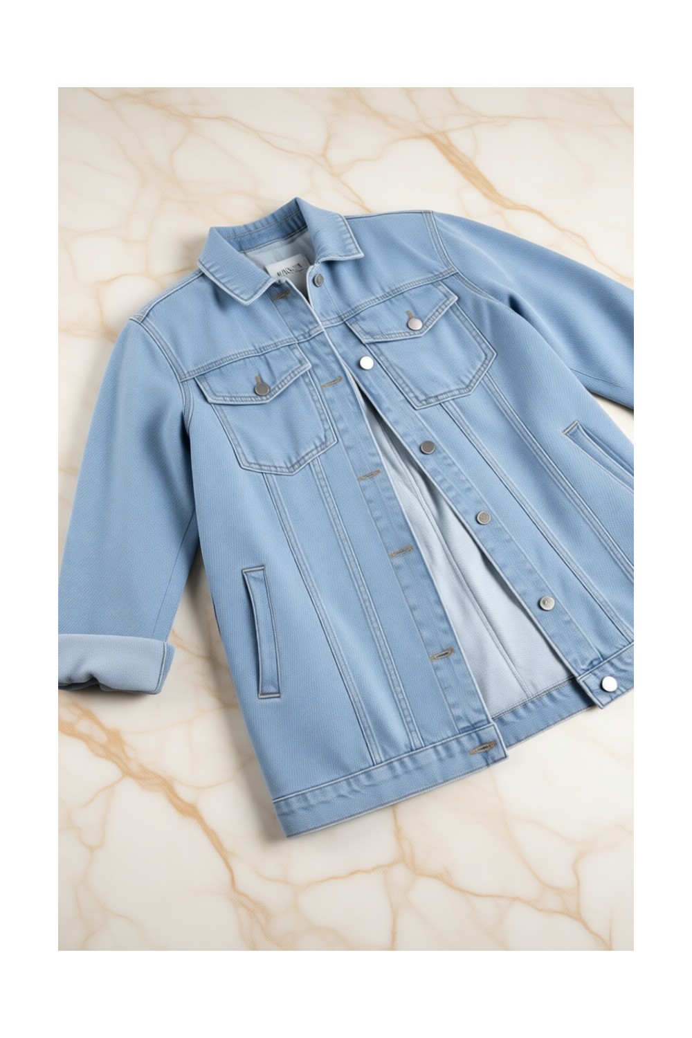 Harman Butik Kadın Siyah Kar Yıkamalı Cepli Denim Kot Ceket görsel 7