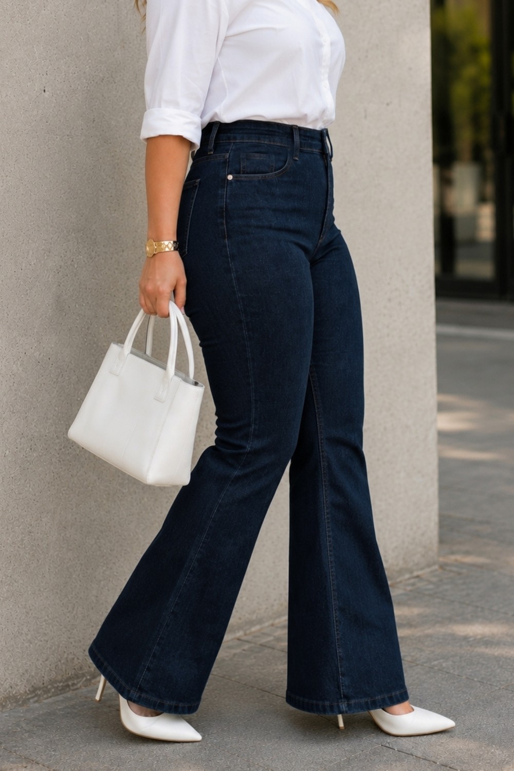 Cedy Denim Cedy Denım - Kadın Büyük Beden Ispanyol Paça Yüksek Bel Skinny Fit Likralı Pantolon C628 görsel 4