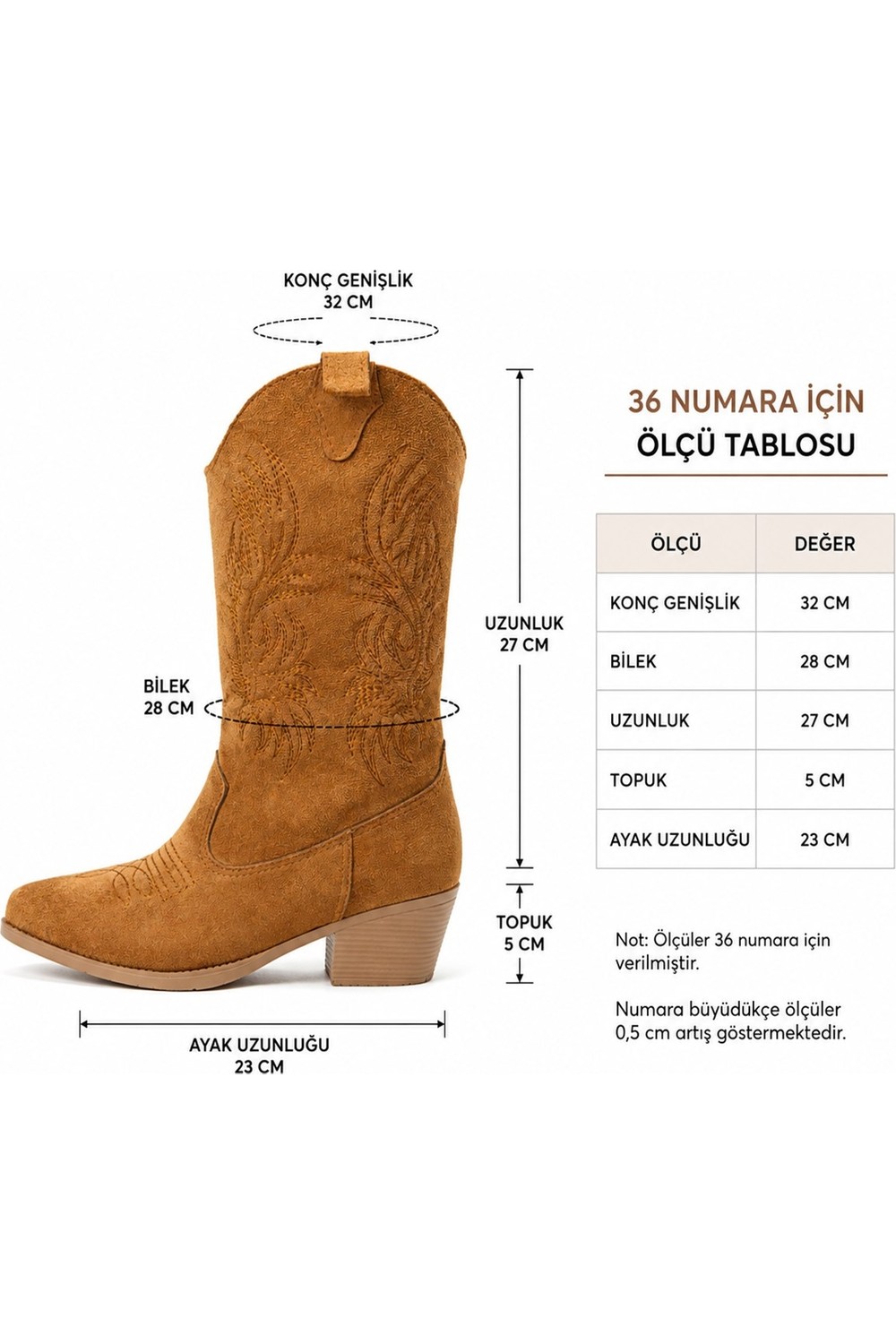 Preshley Kadın Clind Siyah Süet Nakişlii Western Kovboy Bot & Çizme görsel 7