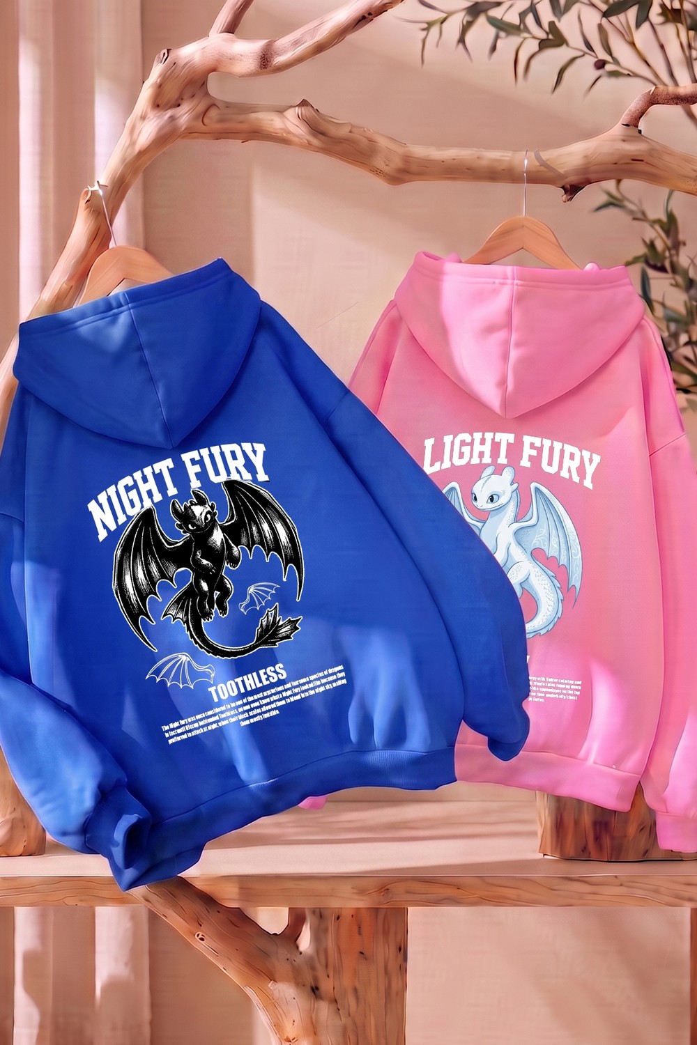 Macklin Sevgili - Arkadaş Çift Kombini Night And Light Sırt Baskılı Özel Tasarım Kapüşonlu Sweatshirt 2li Takım