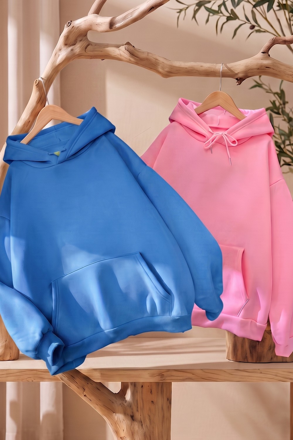 Macklin Sevgili - Arkadaş Çift Kombini Night And Light Sırt Baskılı Özel Tasarım Kapüşonlu Sweatshirt 2li Takım görsel 2