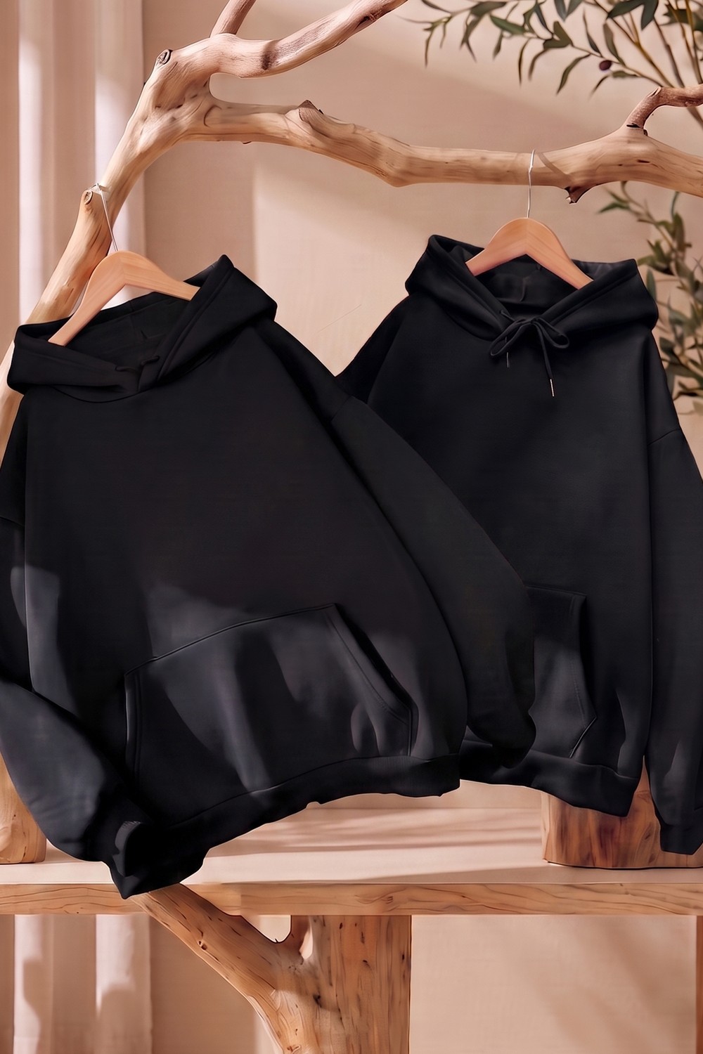 Macklin Sevgili - Arkadaş Çift Kombini Night And Light Sırt Baskılı Özel Tasarım Kapüşonlu Sweatshirt 2li Takım görsel 6