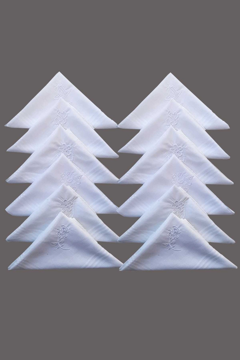 Empressco Çiçek Işlemeli Mendili 12 Adet 28X28 cm 100 Pamuk