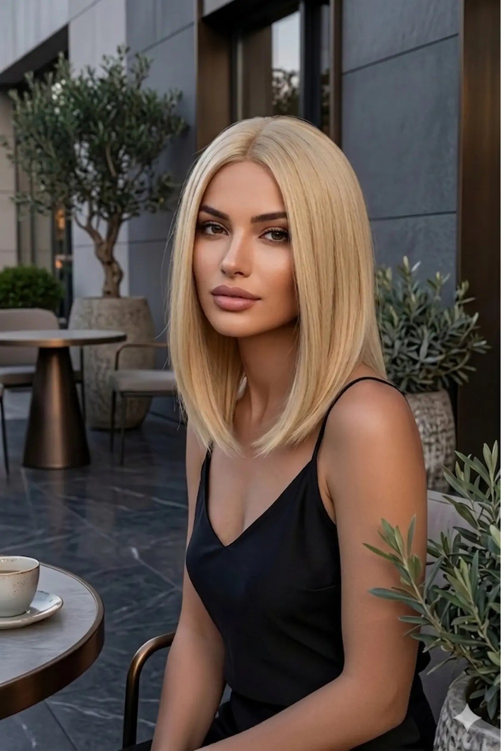Marsilyan Kısa Bob Kesim Platin Peruk