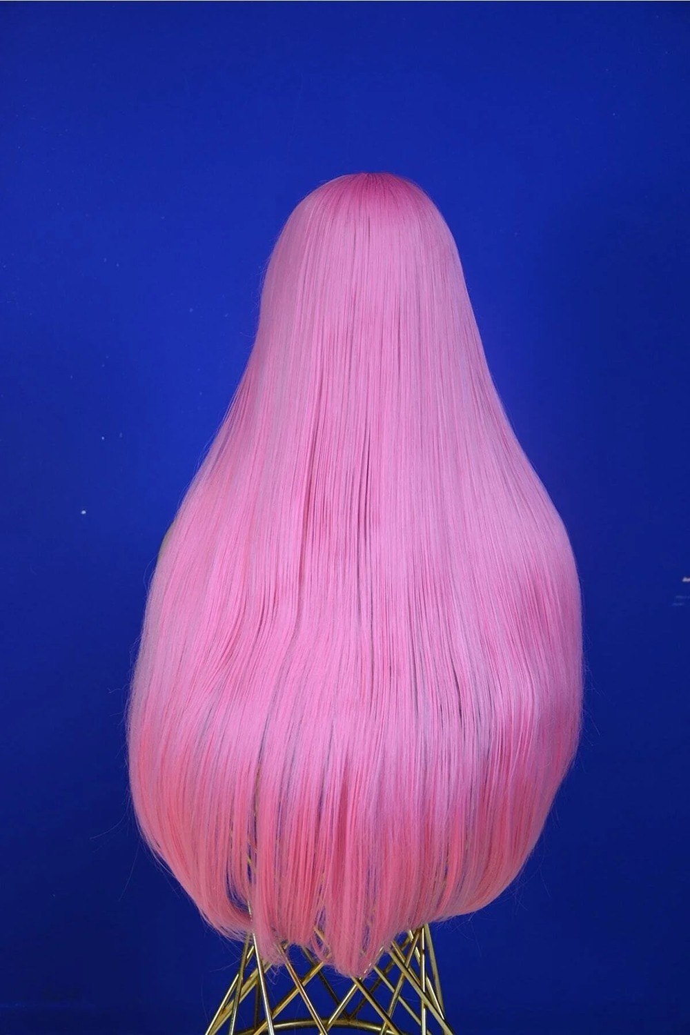Marsilyan Uzun Pembe Fiber Sentetik Peruk görsel 6