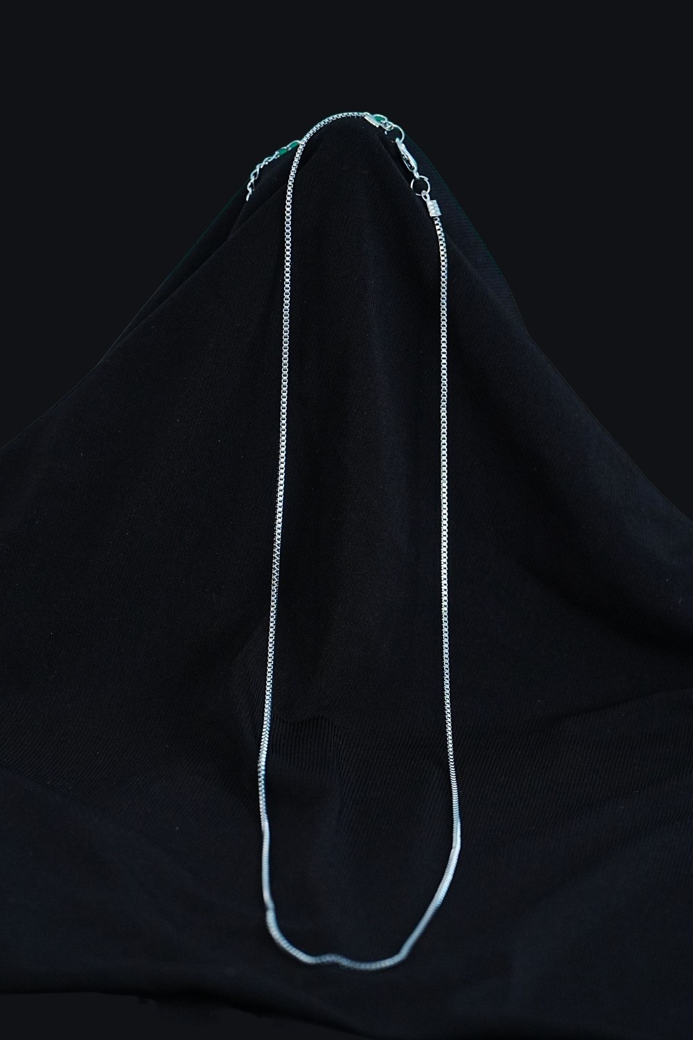 TeknoKapsül Unisex Tilki Kuyruğu Künye ile Gümüş Kolye Seti görsel 2