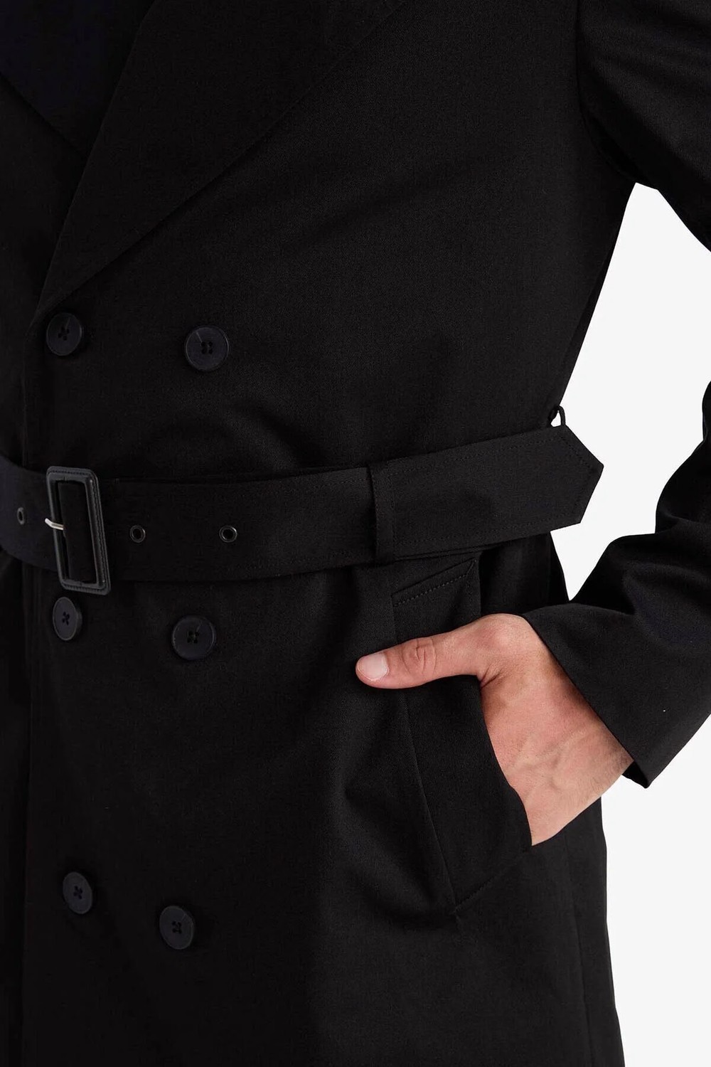 DeFacto Slim Fit Astarlı Düğmeli Cepli Kemerli Mevsimlik Trençkot D5528AX26SP görsel 5