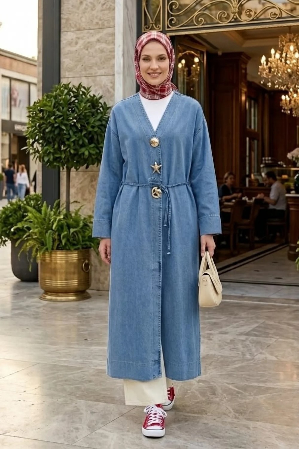Harma Time Butik Kadın Rüveyda Tokalı Açık Kot Mavi Kap görsel 6
