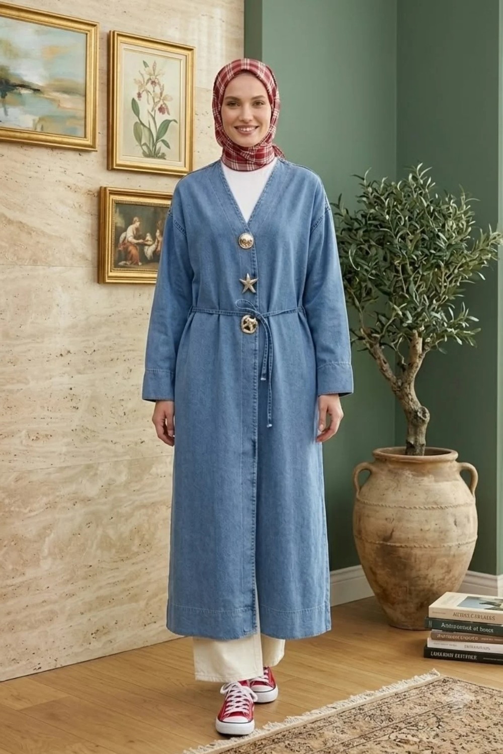 Harma Time Butik Kadın Rüveyda Tokalı Açık Kot Mavi Kap görsel 7