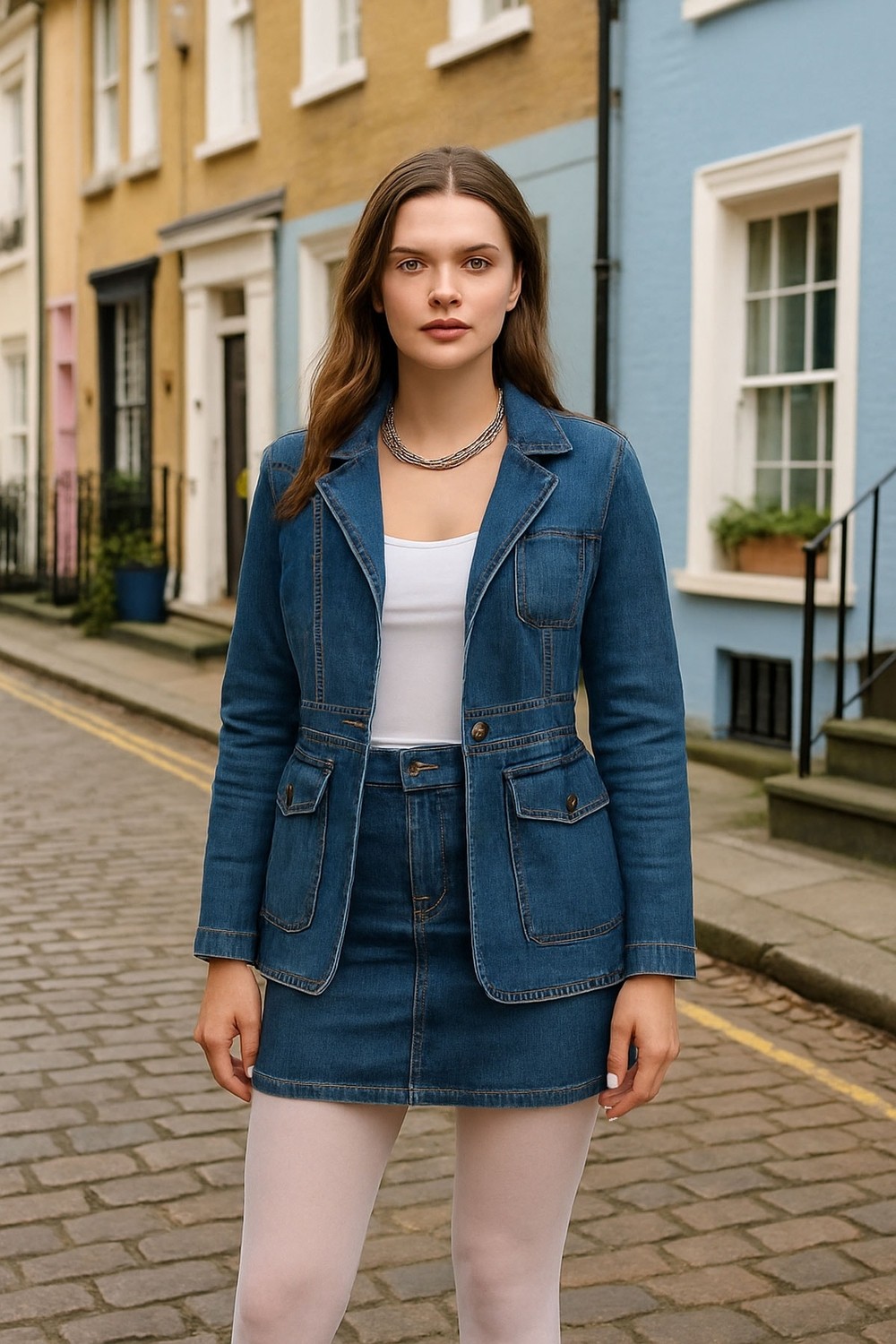 Banny Jeans Kadın Uzun Kollu Tek Düğmeli Jean Ceket Mavi görsel 3
