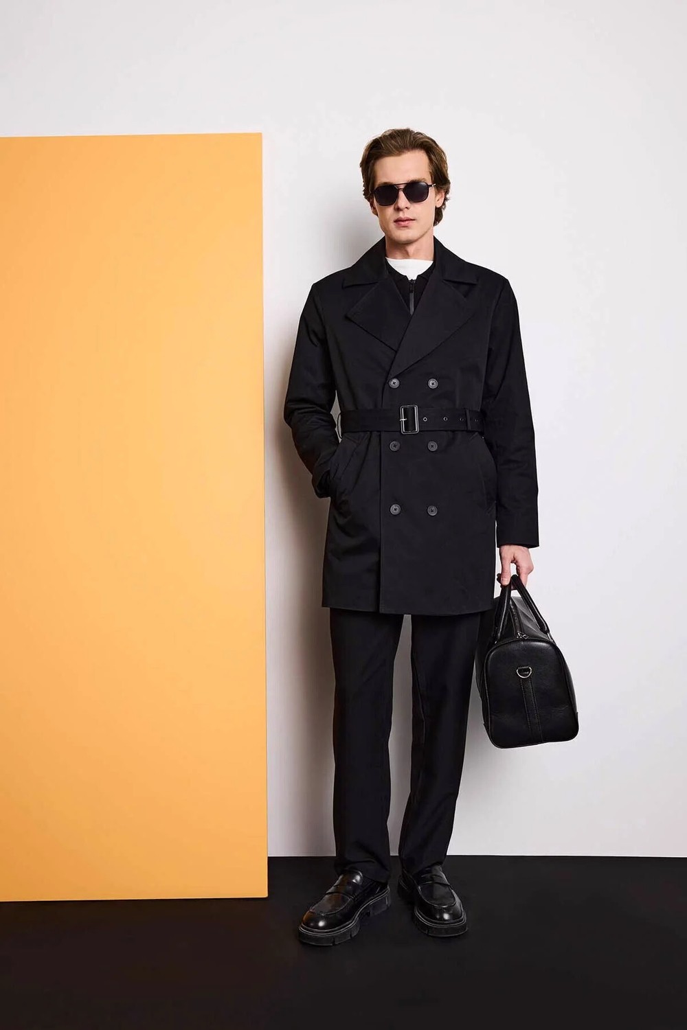 DeFacto Slim Fit Astarlı Düğmeli Cepli Kemerli Mevsimlik Trençkot D5528AX26SP görsel 2