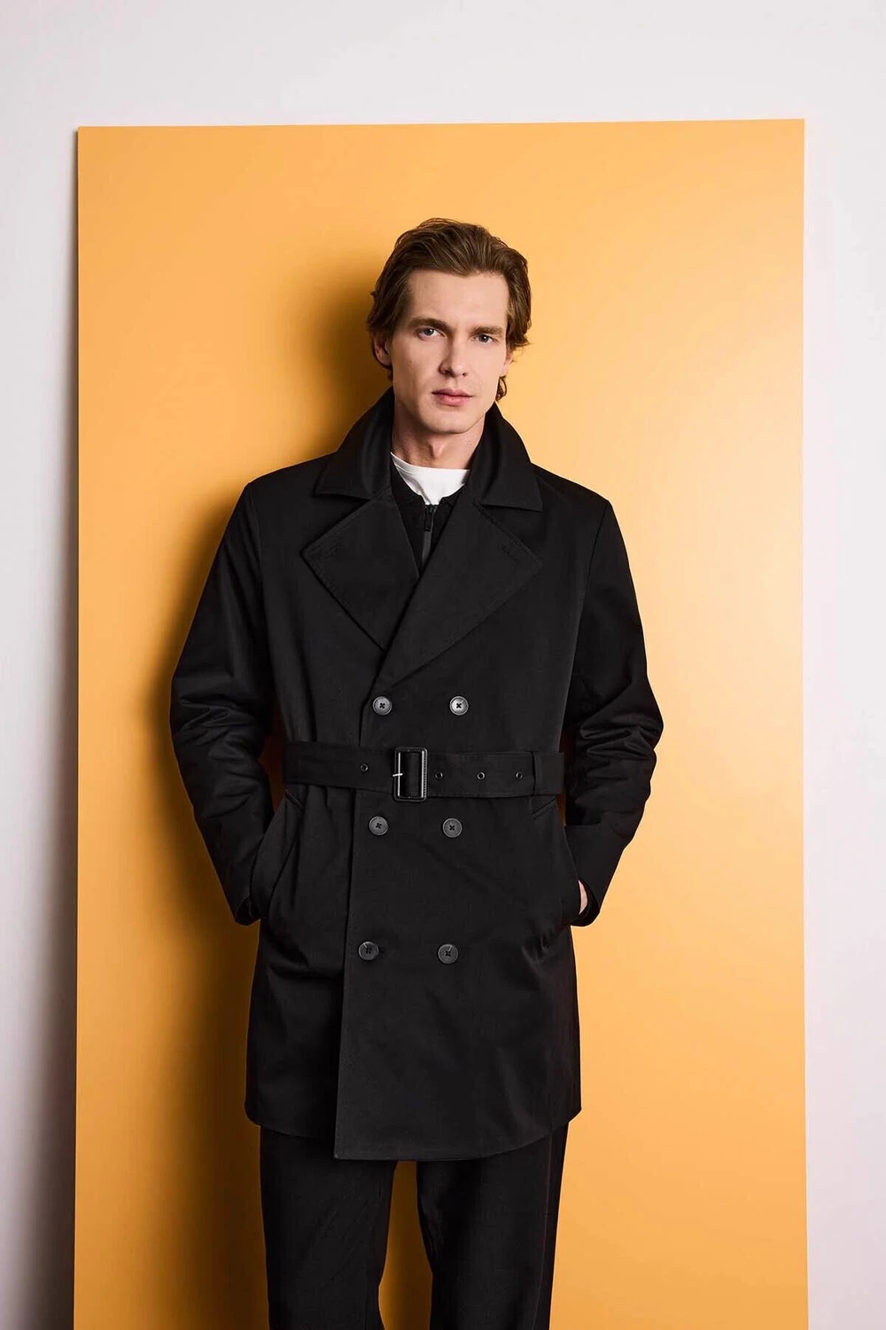 DeFacto Slim Fit Astarlı Düğmeli Cepli Kemerli Mevsimlik Trençkot D5528AX26SP görsel 3