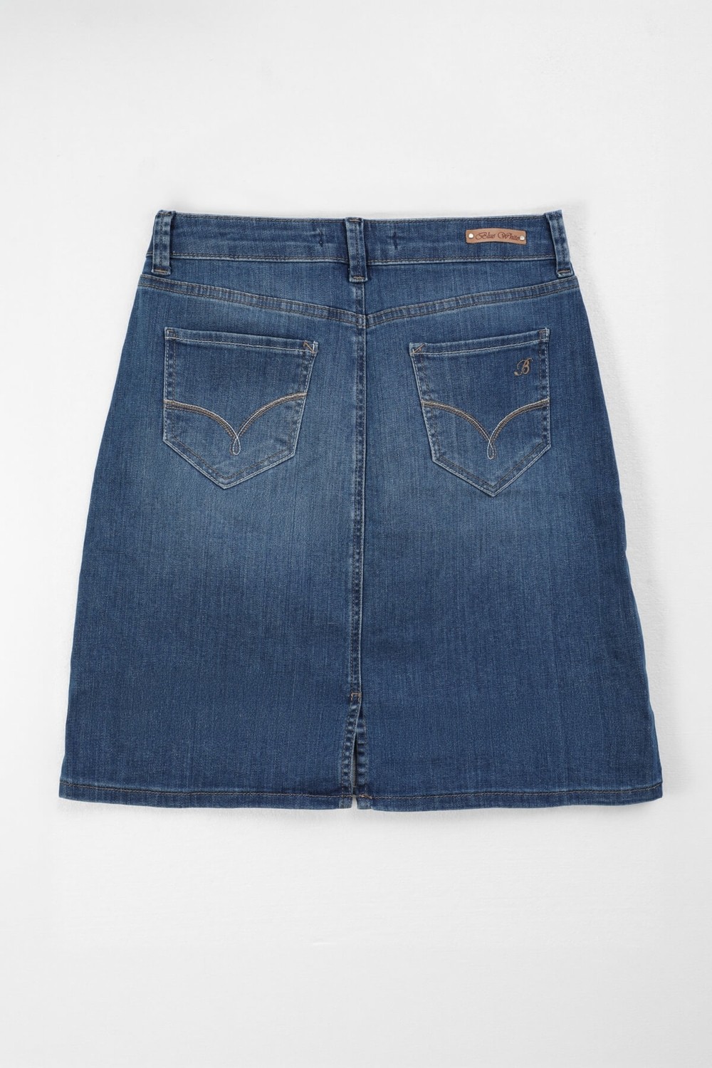 Blue White Kadın Slim Fit Jean Etek Açık Mavi görsel 4