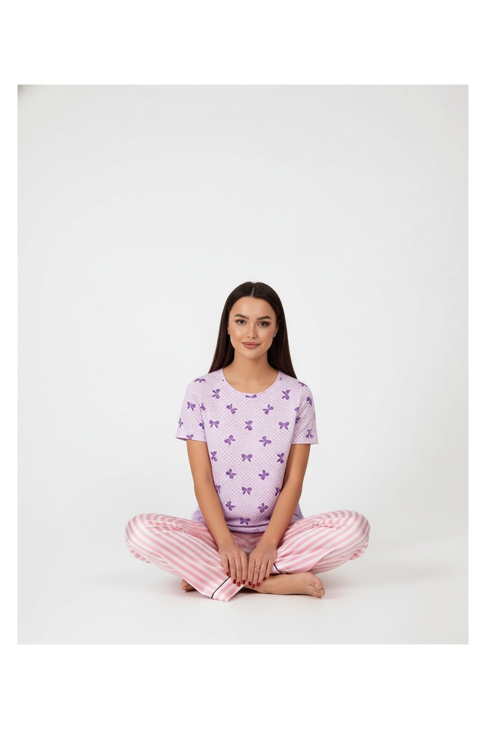 Siyah İnci Ince Soft Örme Mevsimlik Şortlu Pijama Takımı 8045 görsel 7