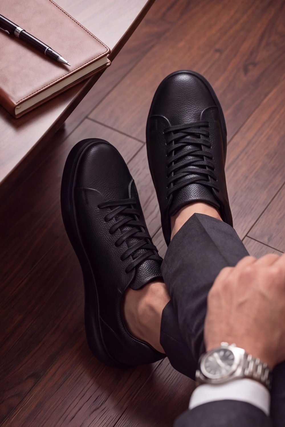 Liarca Ghostwood - Hakiki Deri Sararmaz Faylon Taban Kahverengi Beyaz Erkek Sneaker Ayakkabı