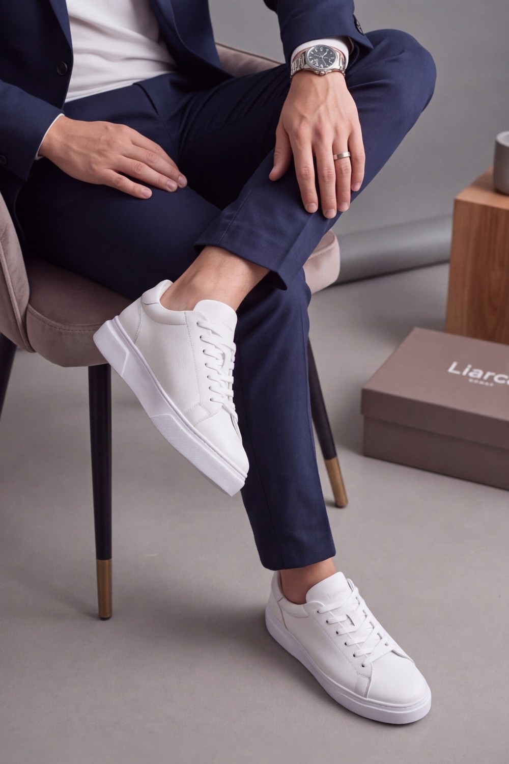 Liarca Ghostwood - Hakiki Deri Sararmaz Faylon Taban Kahverengi Beyaz Erkek Sneaker Ayakkabı görsel 6