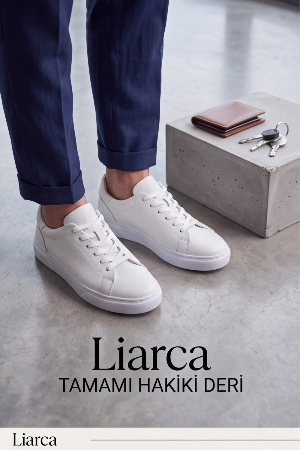 Liarca Ghostwood - Hakiki Deri Sararmaz Faylon Taban Kahverengi Beyaz Erkek Sneaker Ayakkabı görsel 7