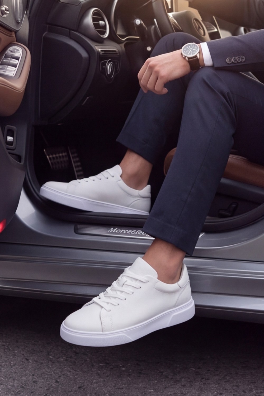 Liarca Ghostwood - Hakiki Deri Sararmaz Faylon Taban Kahverengi Beyaz Erkek Sneaker Ayakkabı görsel 8
