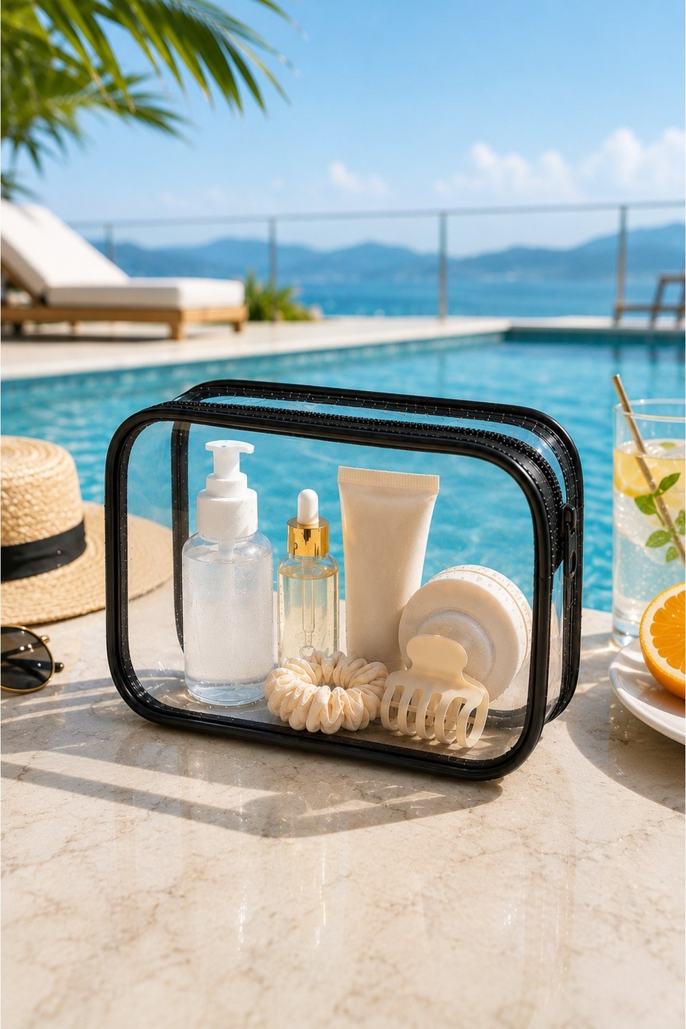 Hig Home Bej Su Geçirmez Şeffaf Plaj Çantası, Tatil Için Organizer görsel 3
