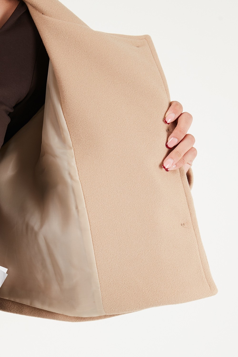 Lela Dik Yaka Düğmeli Kısa Kaşe Mont Kadın Kaşe Mont 611AW115 görsel 6