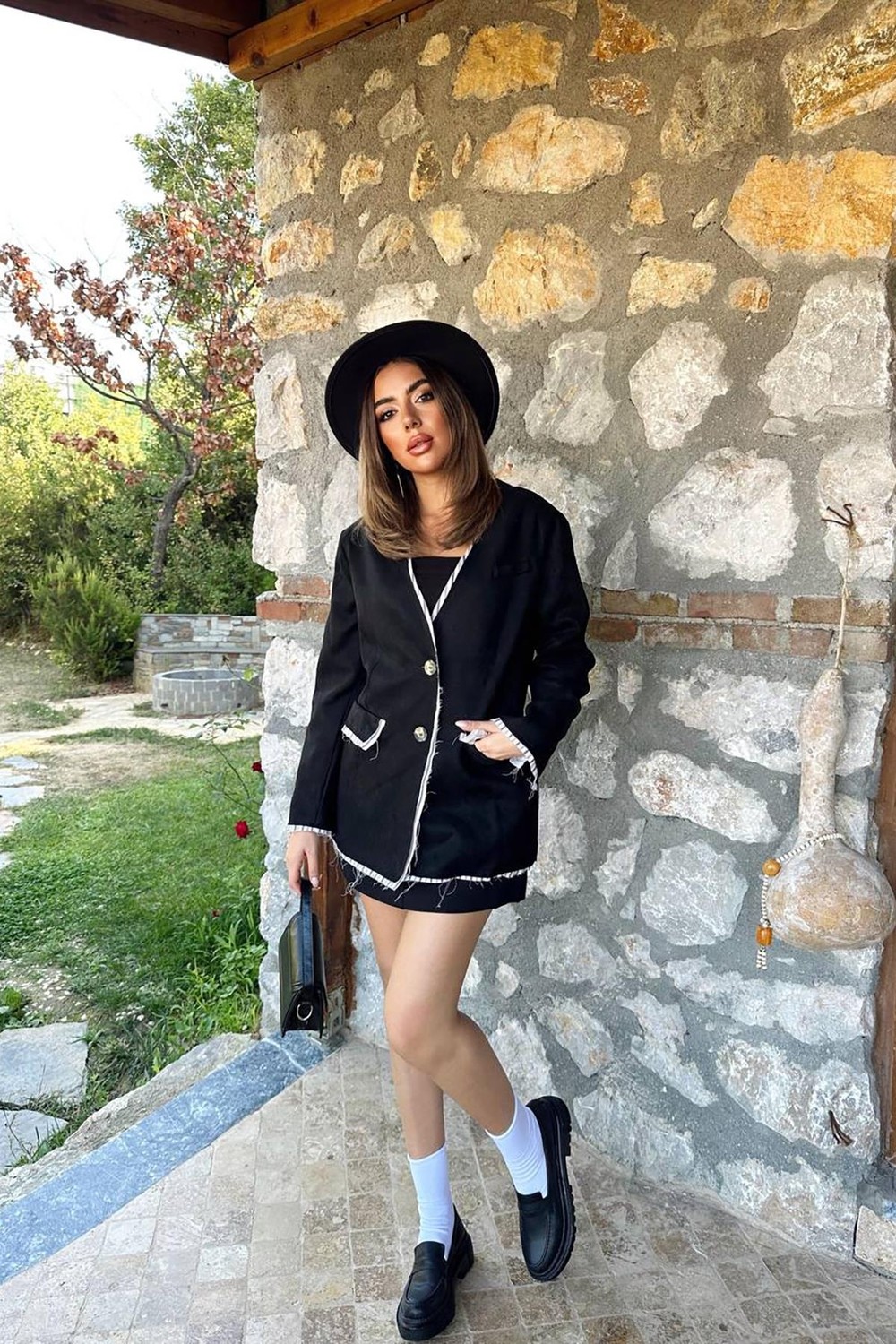 Moda Days Kadın Bej Süet Ceket Çizgi Garnili Astarlı Düğmeli Cepli Klasik Yaka