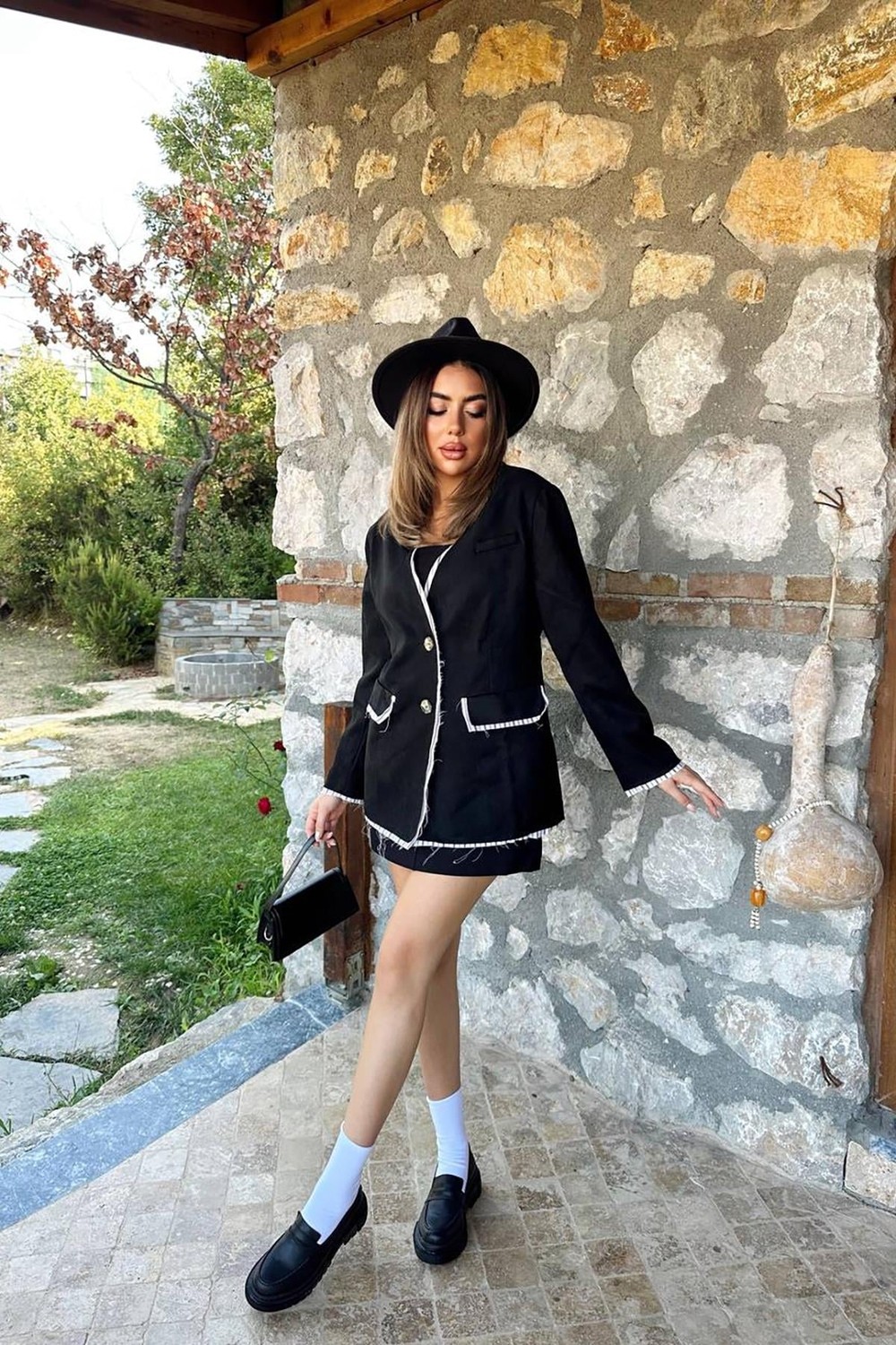 Moda Days Kadın Bej Süet Ceket Çizgi Garnili Astarlı Düğmeli Cepli Klasik Yaka görsel 2