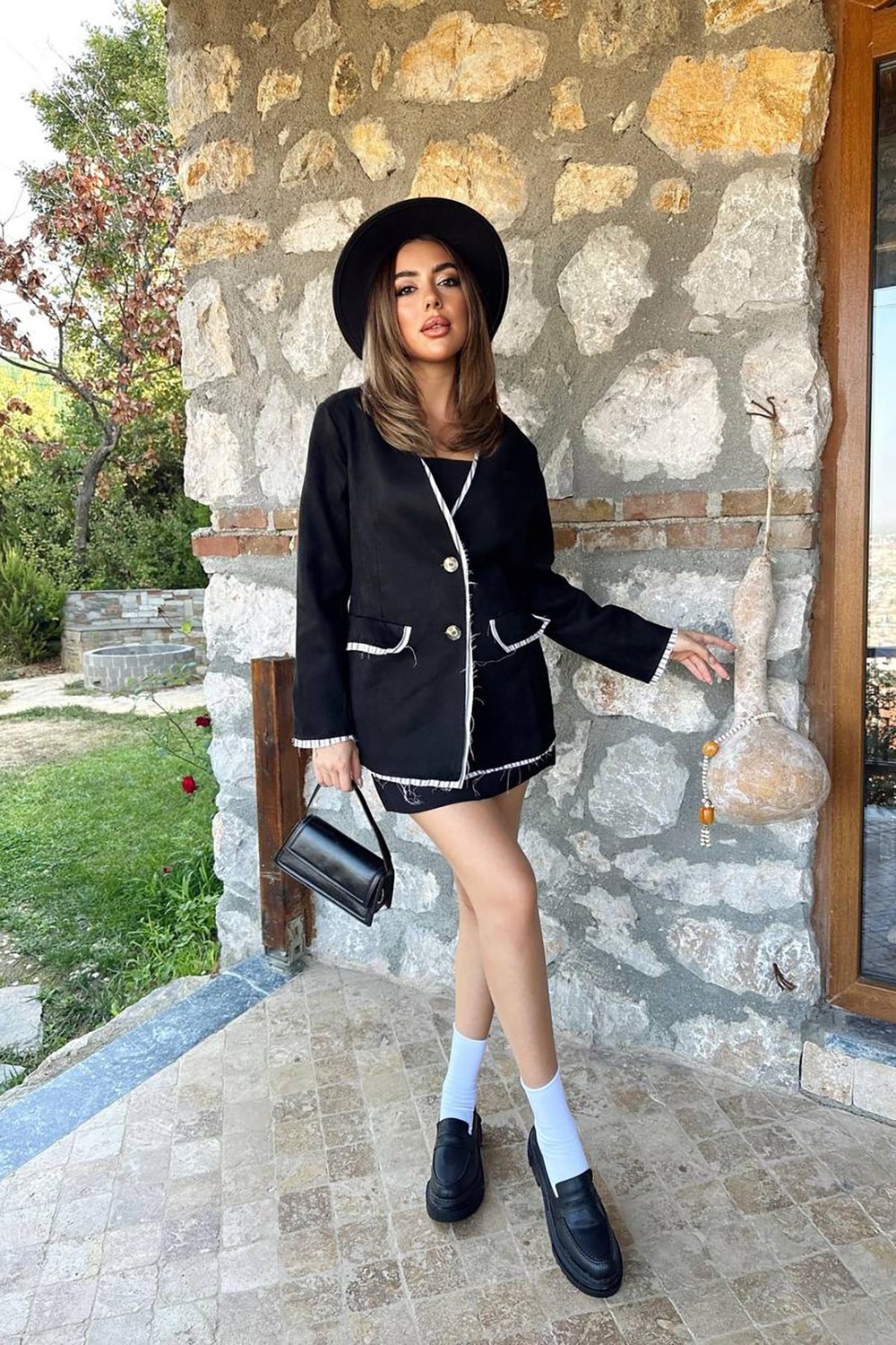 Moda Days Kadın Bej Süet Ceket Çizgi Garnili Astarlı Düğmeli Cepli Klasik Yaka görsel 3