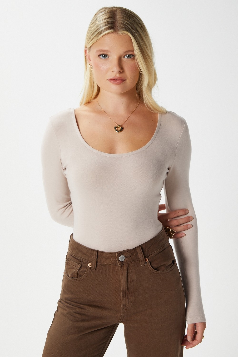 Ritnice Kadın Heat Lux Touch U Yaka Siyah Uzun Kol Soft Bluz görsel 4