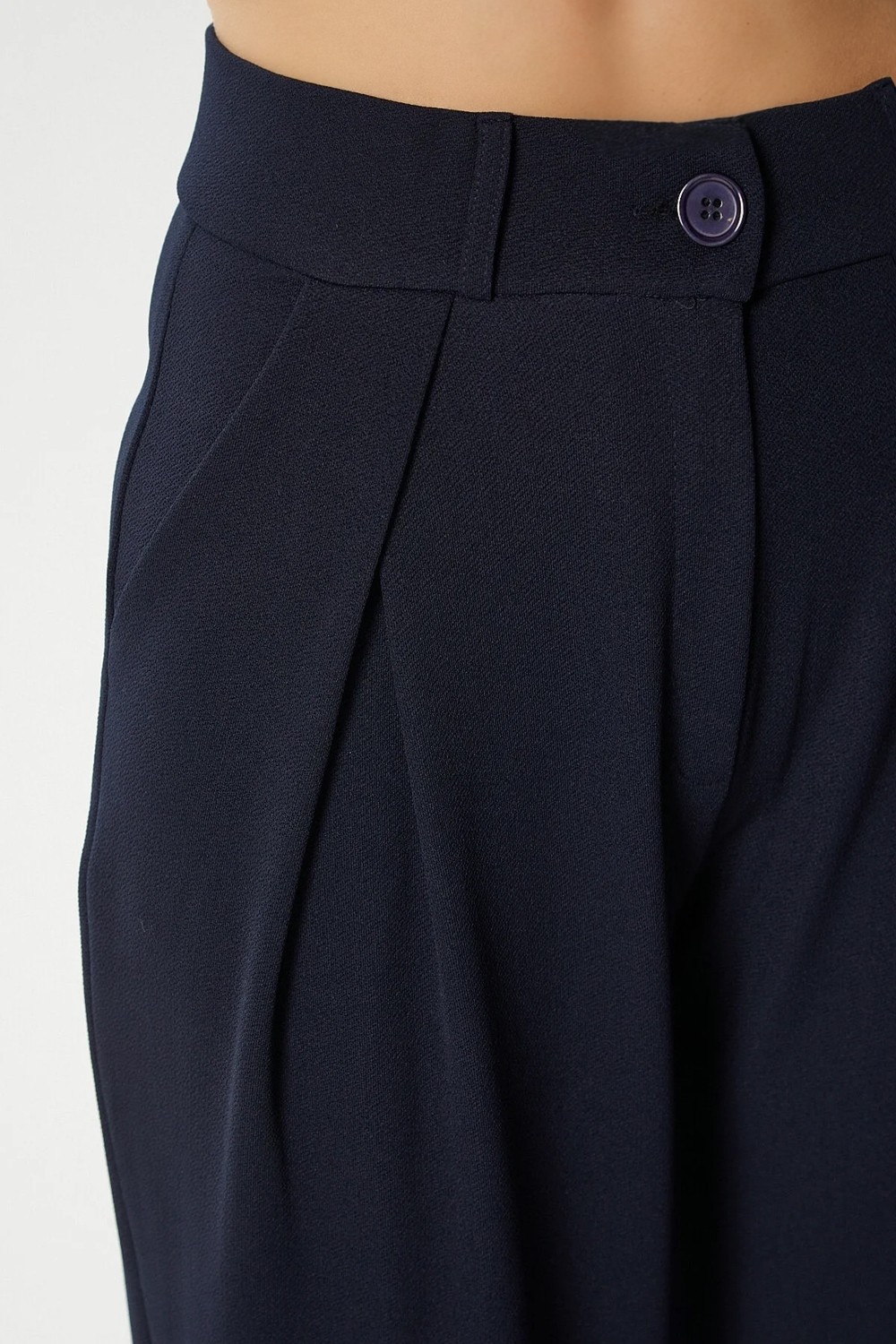 Ritnice Likra Serisi Viora Açık Pile Esnek Lacivert Palazzo Pantolon görsel 3