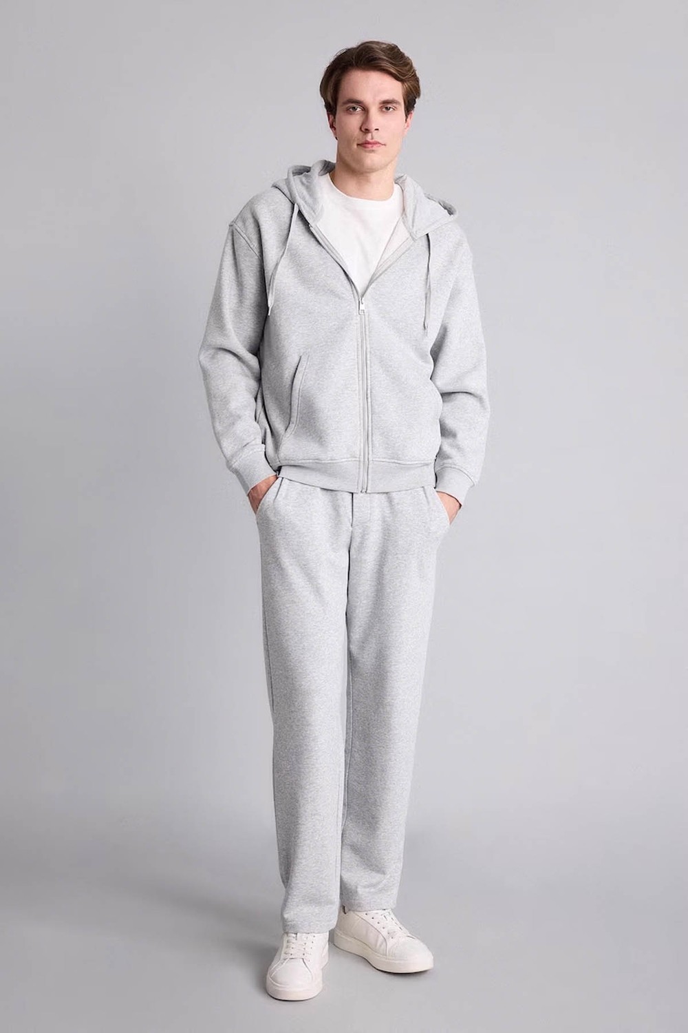 DeFacto Relax Fıt Kapüşonlu Içi Yumuşak Tüylü Gri Erkek Hırka D7599AX/GR210 görsel 5