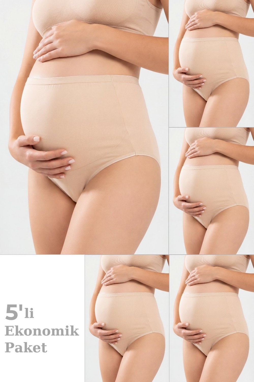 Arma Yıldız 5'li Paket Siyah Kadın Pamuklu Likralı Yüksek Bel Hamile Lohusa Külot