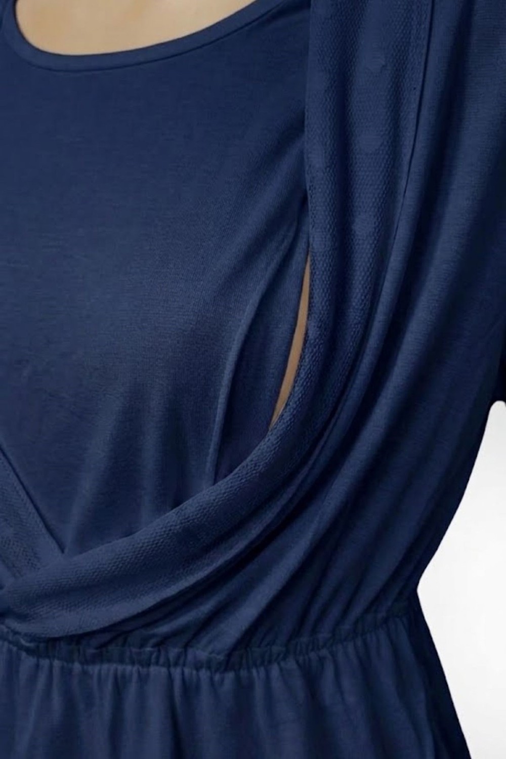 Mecit Pijama Mecit 6406 Lacivert Dantel Sabahlıklı Lohusa Pijama Takımı görsel 6