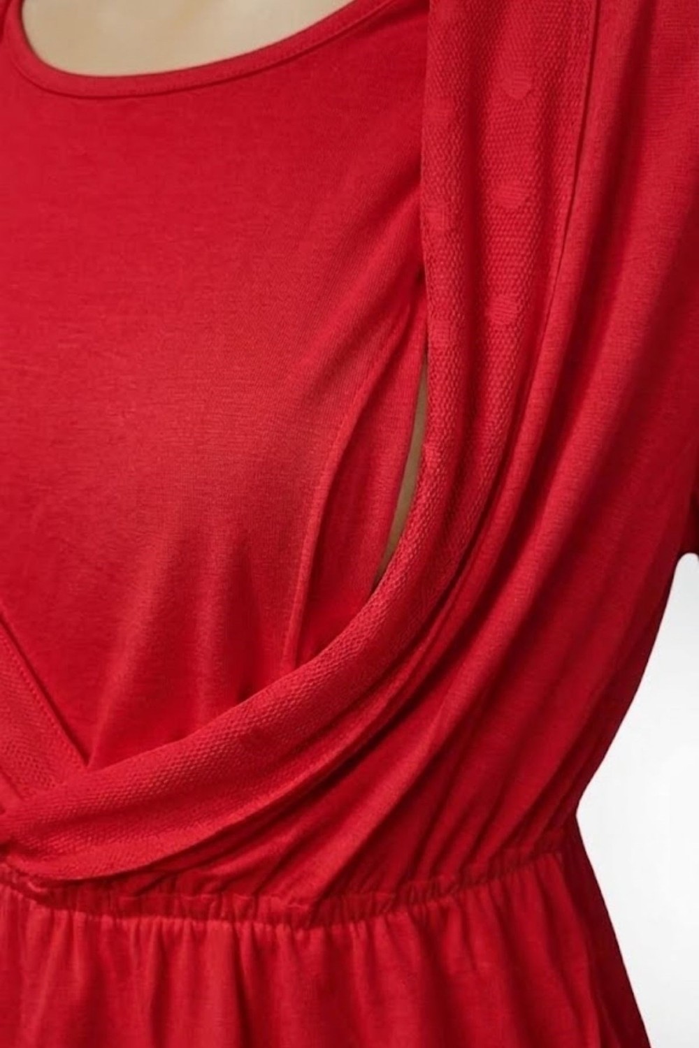 Mecit Pijama Mecit 6406 Kırmızı Dantel Sabahlıklı Lohusa Pijama Takımı görsel 5