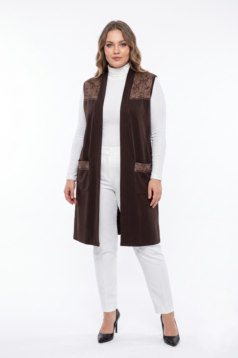 Wearon Kadın Düğmesiz Cepli Modelli Yelek 54050 BGL-ST05663