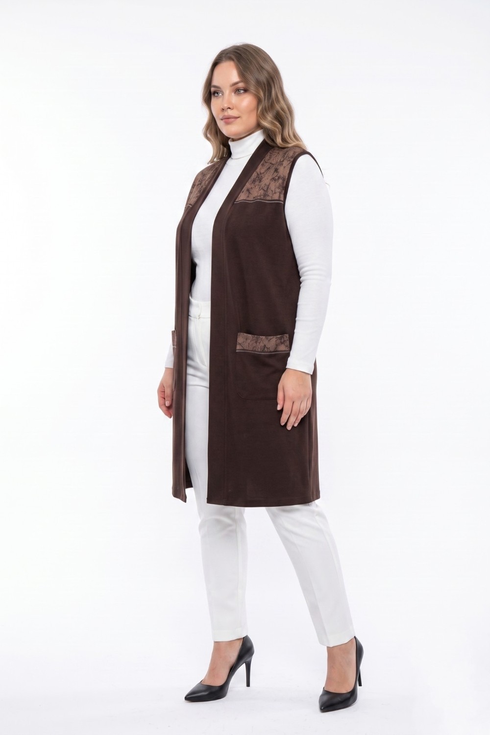Wearon Kadın Düğmesiz Cepli Modelli Yelek 54050 BGL-ST05663 görsel 2