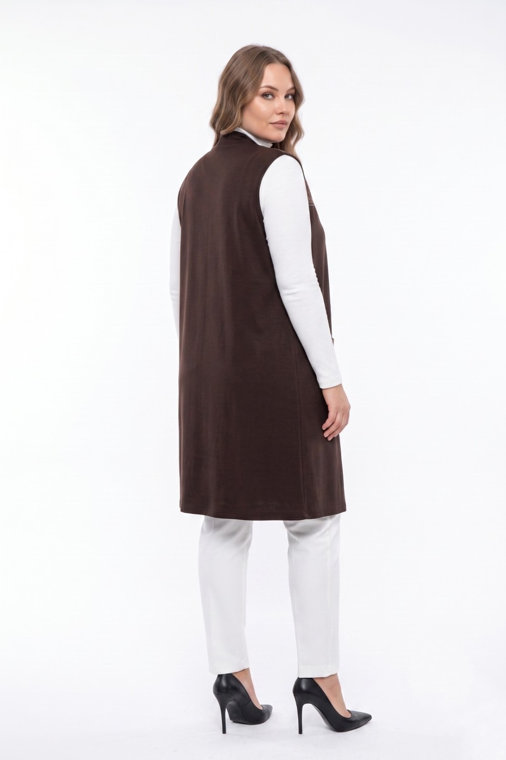 Wearon Kadın Düğmesiz Cepli Modelli Yelek 54050 BGL-ST05663 görsel 4