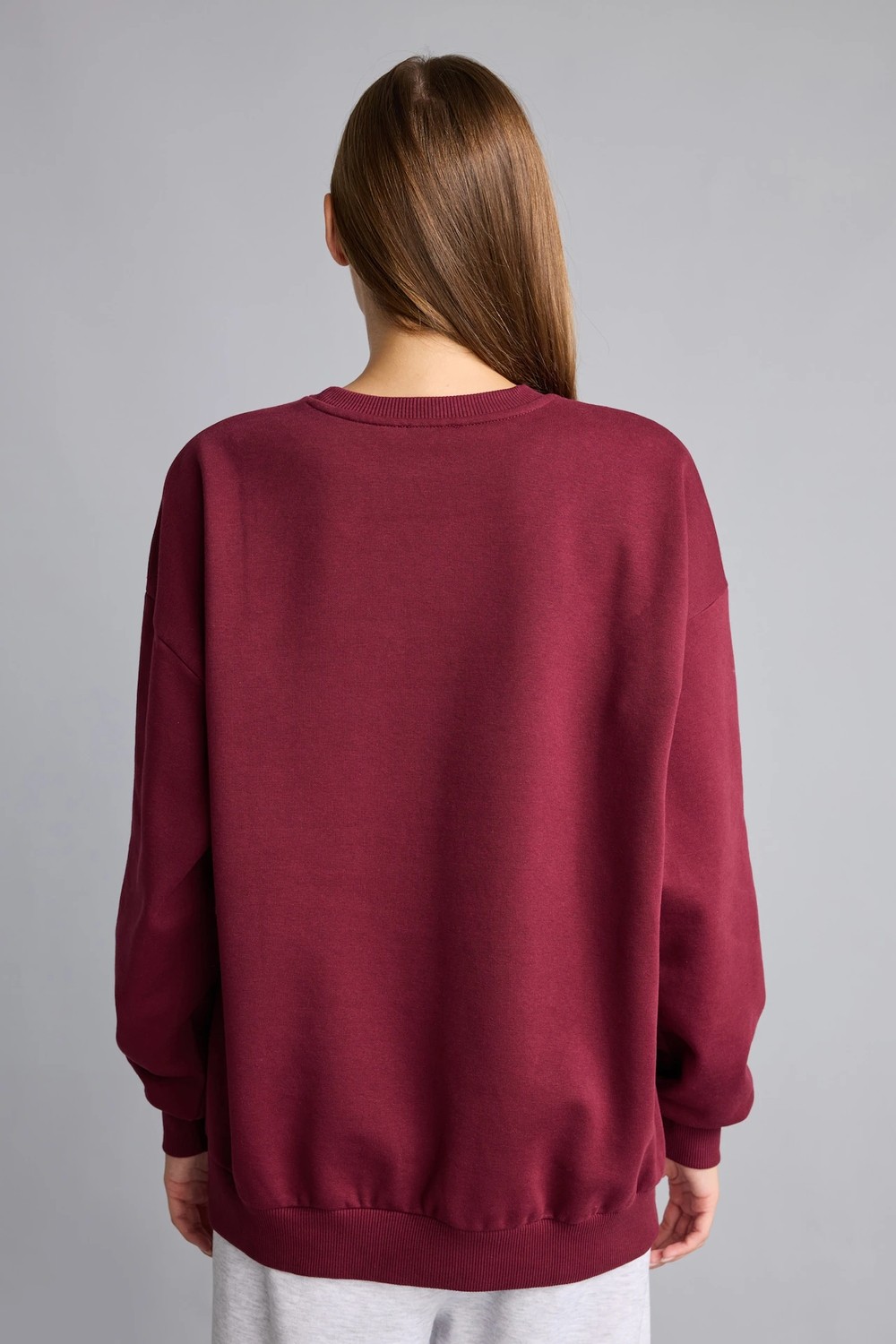 DeFacto Oversize Bisiklet Yaka Basic Kalın Sweatshirt F9628AX26AU görsel 5