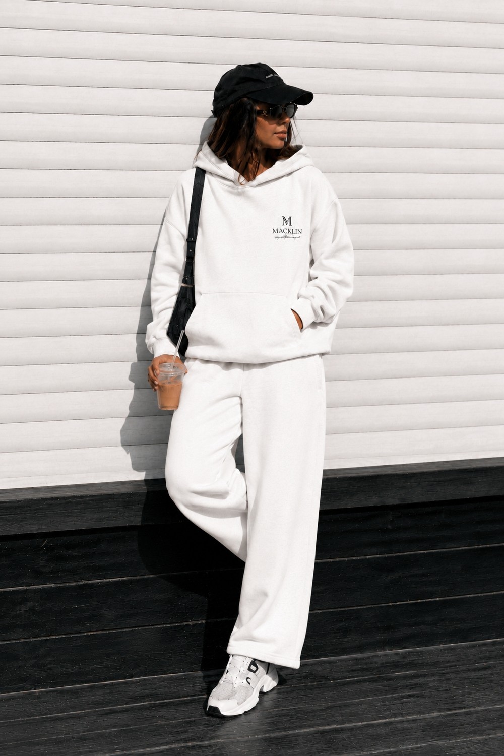 Macklin Unisex Kadın Erkek Movement Baskılı Oversize 3 Iplik Kapüşonlu Sweatshirt ve Baggy Eşofman Altı görsel 2