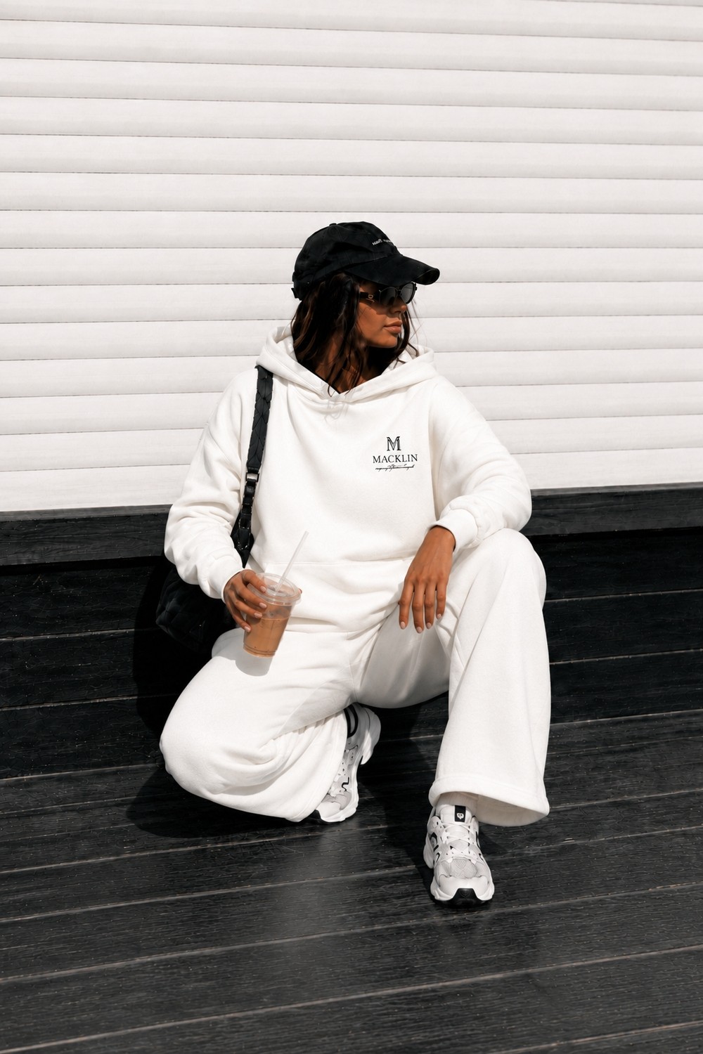 Macklin Unisex Kadın Erkek Movement Baskılı Oversize 3 Iplik Kapüşonlu Sweatshirt ve Baggy Eşofman Altı görsel 5