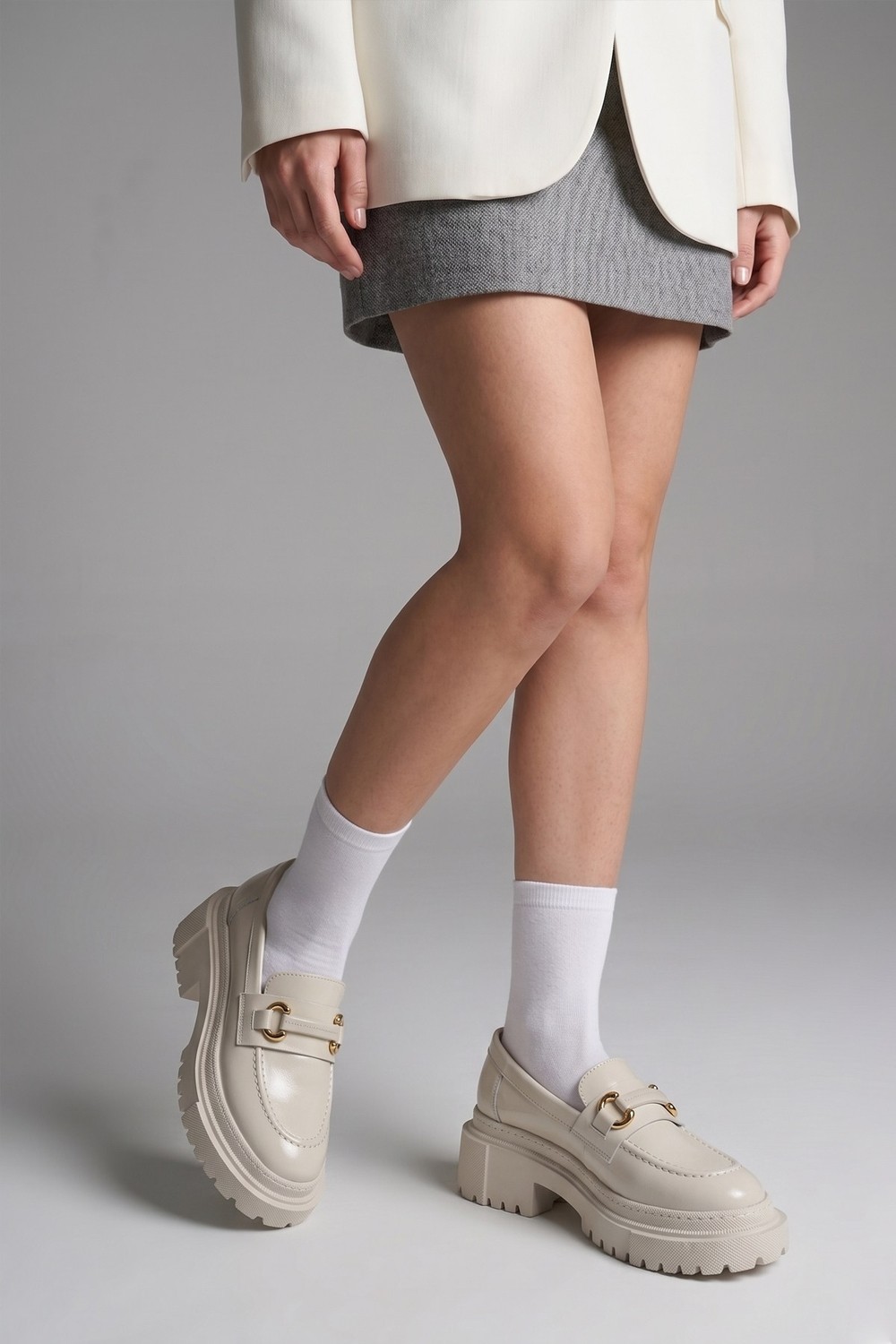 Modezya Carmen Bej Mat Toka Detay Kadın Loafer Ayakkabı görsel 2