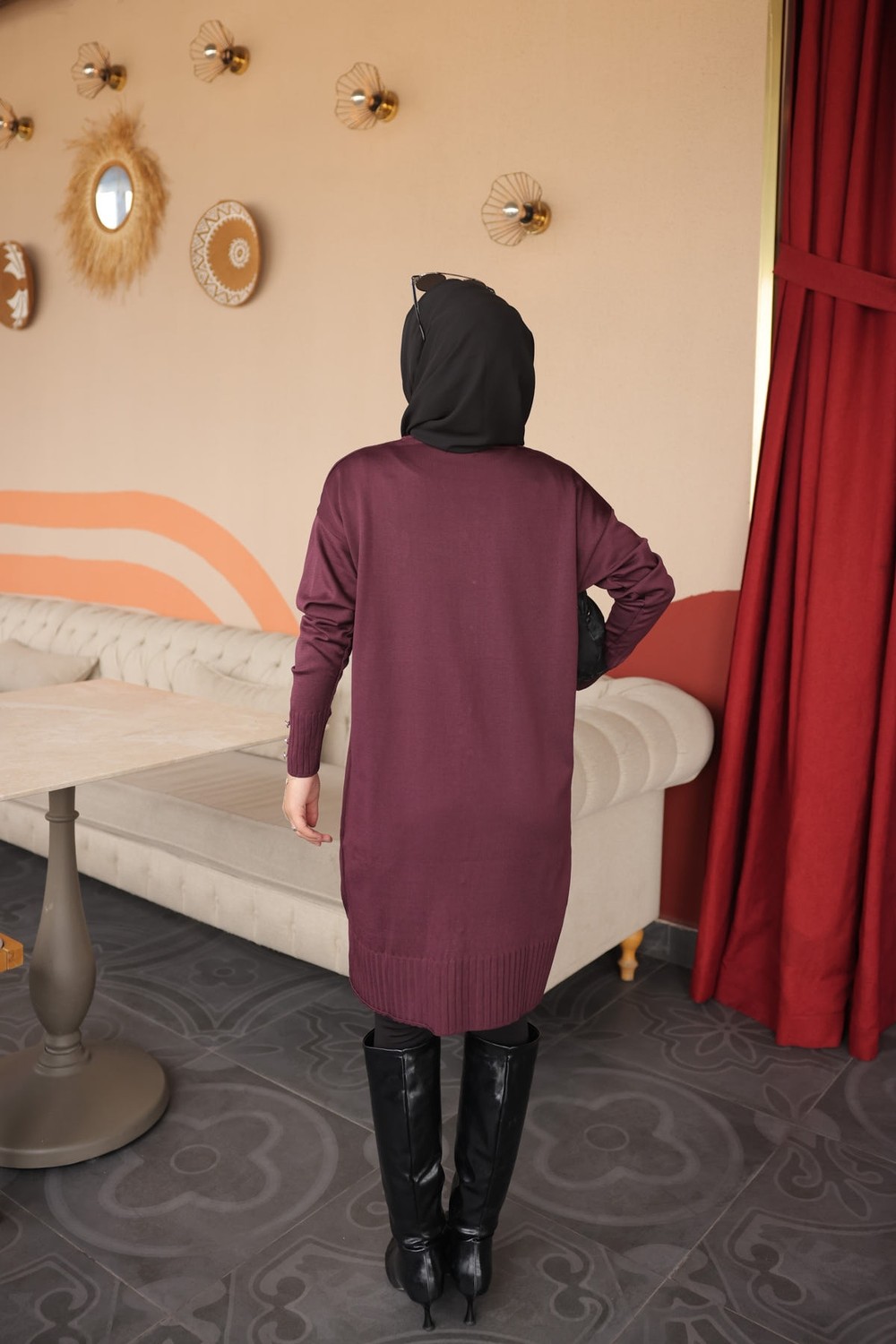 İmaj Butik Siyah Yaka Nakışlı Soğuk Iplik Triko Hırka görsel 5