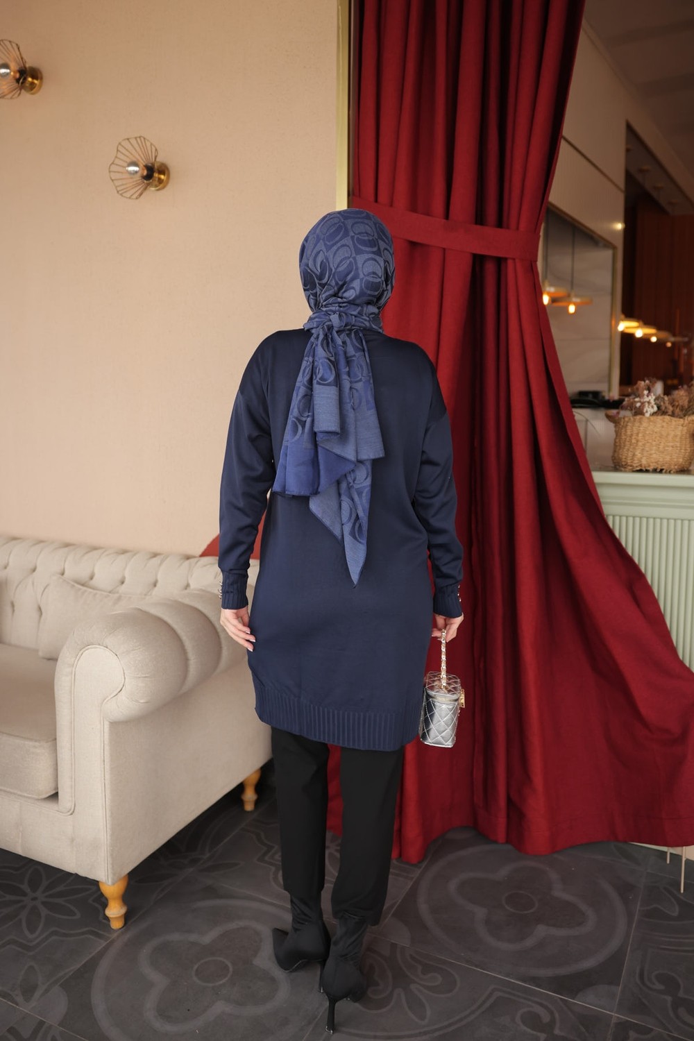 İmaj Butik Indigo Düğmeli Soğuk Iplik Triko Hırka görsel 4