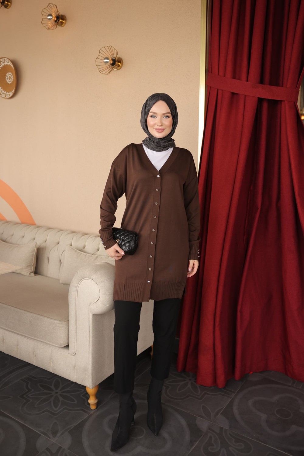 İmaj Butik Indigo Düğmeli Soğuk Iplik Triko Hırka görsel 6