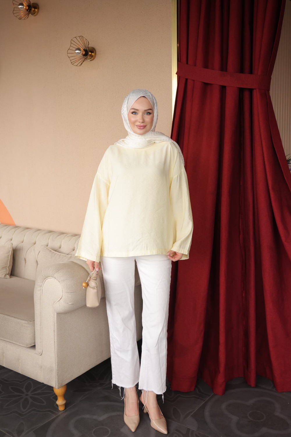 İmaj Butik Toz Pembe Geniş Kol Bluz görsel 7