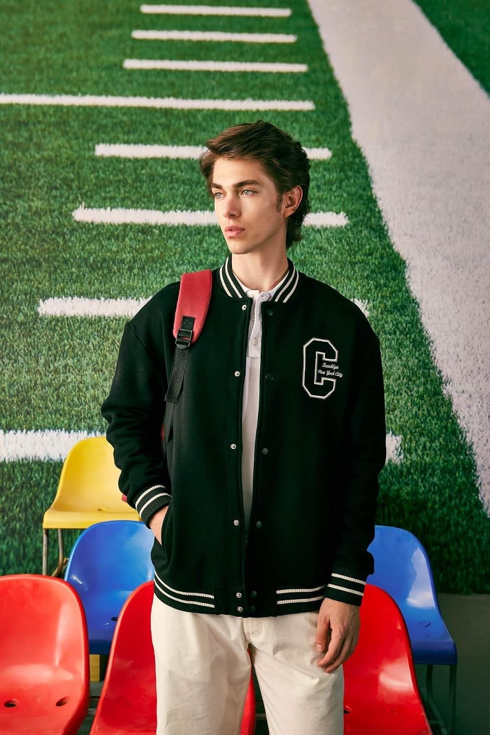 Happy Trend Defacto Erkek Oversize Fit Kolej Yaka Bomber Baskılı Içi Yumuşak Tüylü Kalın Kumaş Hırka görsel 2