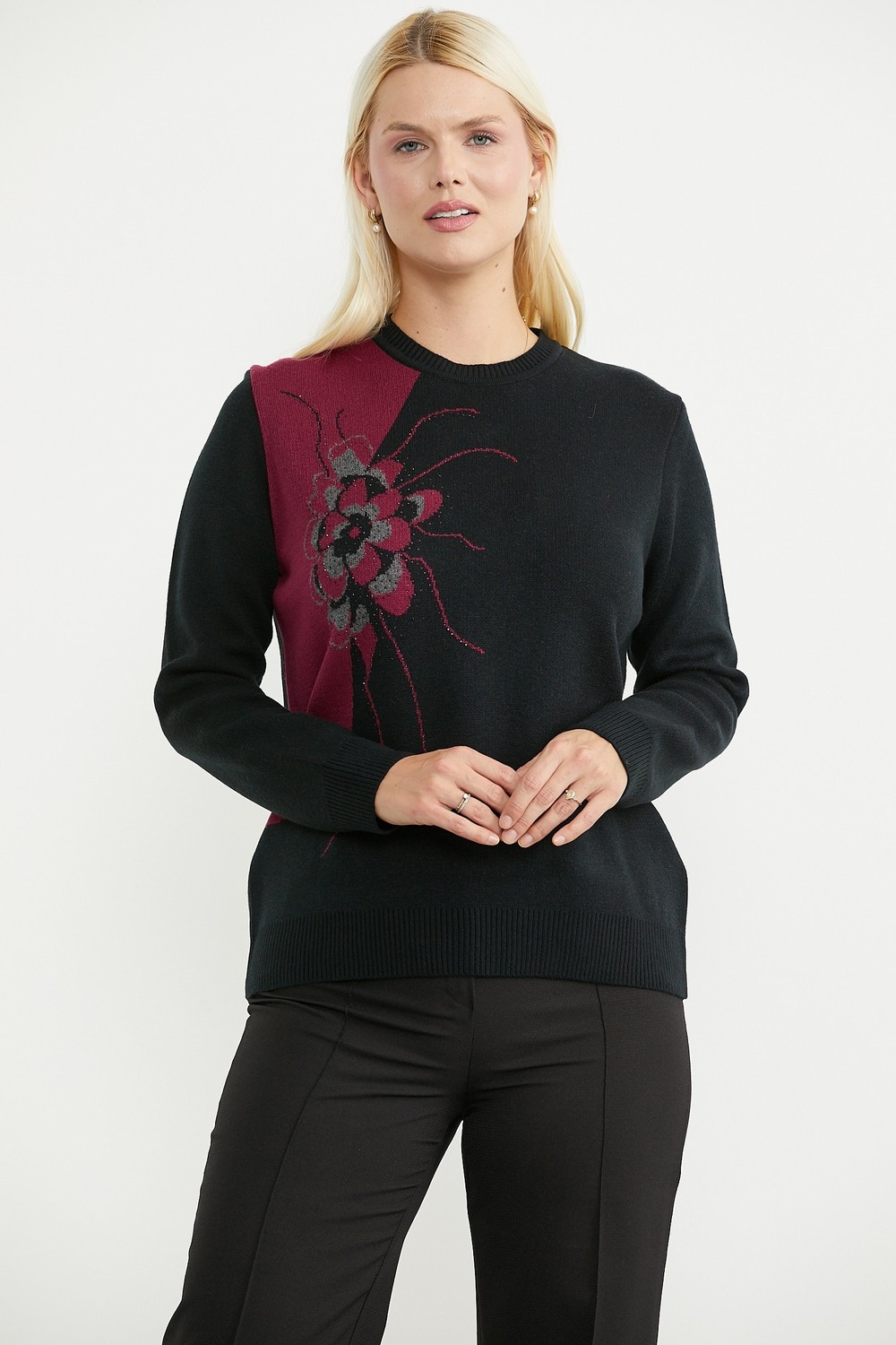 Sementa Taş Detaylı Renk Geçişli Triko Kazak - Koyu Gri görsel 3