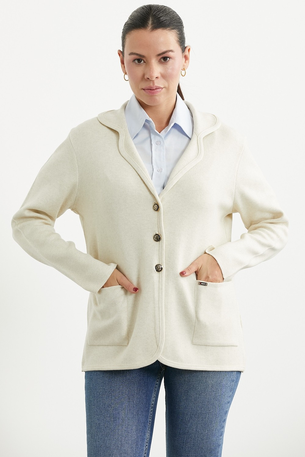 Sementa Oversize Cepli Triko Ceket - Bej