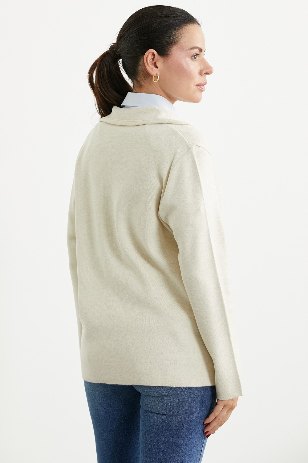 Sementa Oversize Cepli Triko Ceket - Bej görsel 6