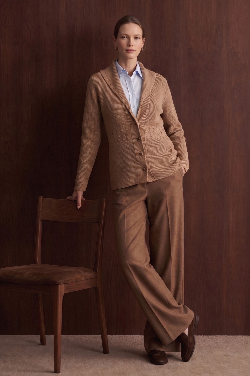 Sementa Şal Yaka Düğmeli Triko Ceket - Siyah